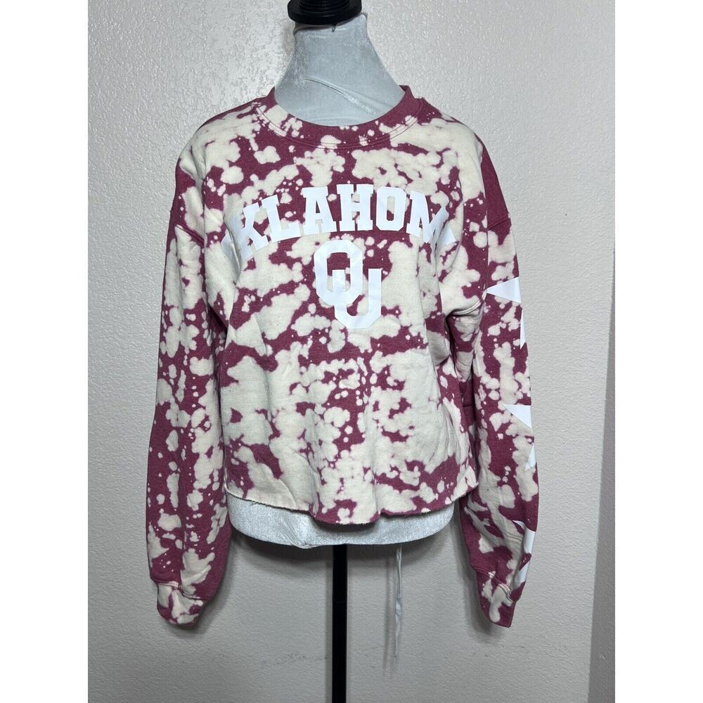 OU Oklahoma Sweatshirt Adult M Maroon Logo University Tie Dye Warm
